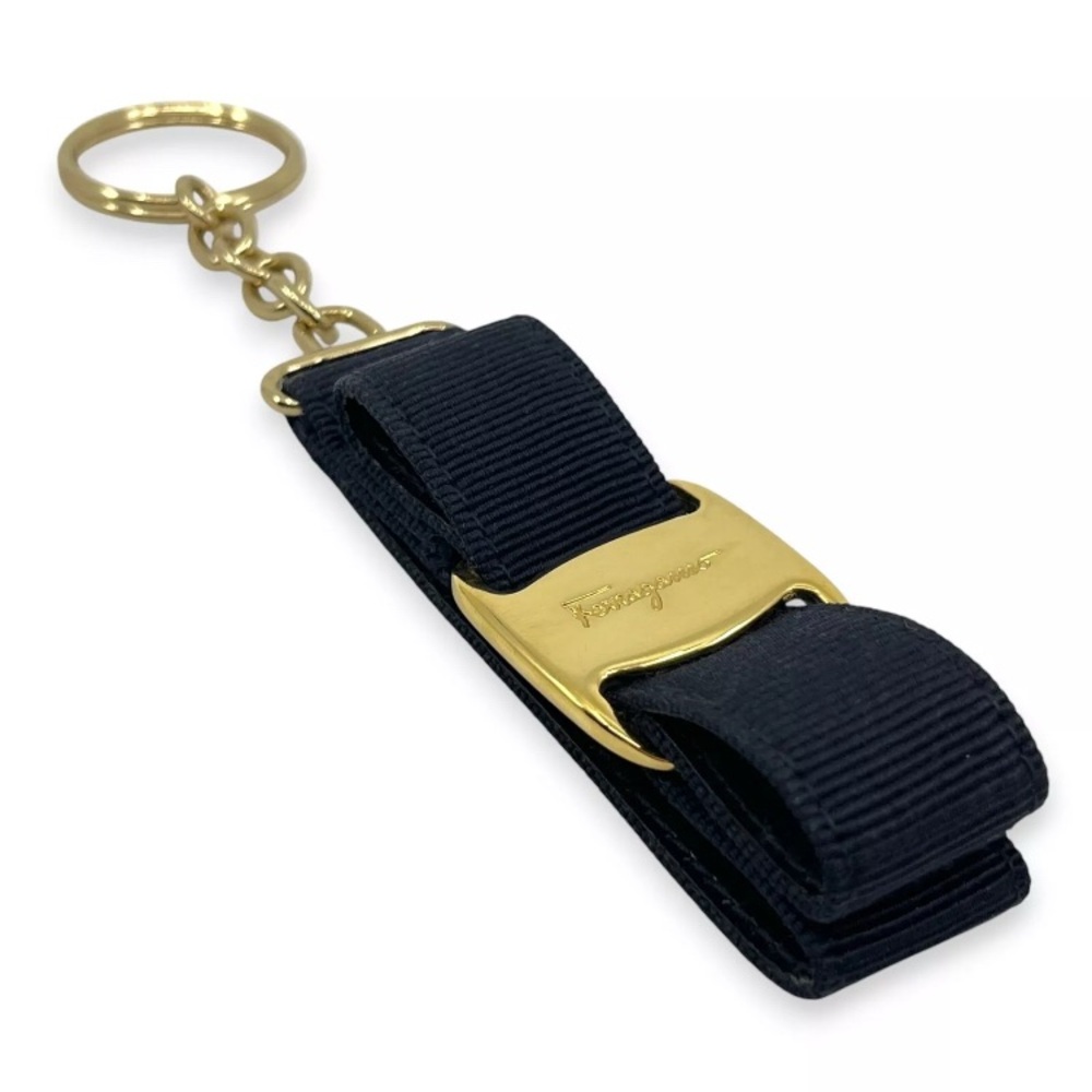 Salvatore Ferragamo Black and Gold Vintage Keychain/bag charm - EUC
